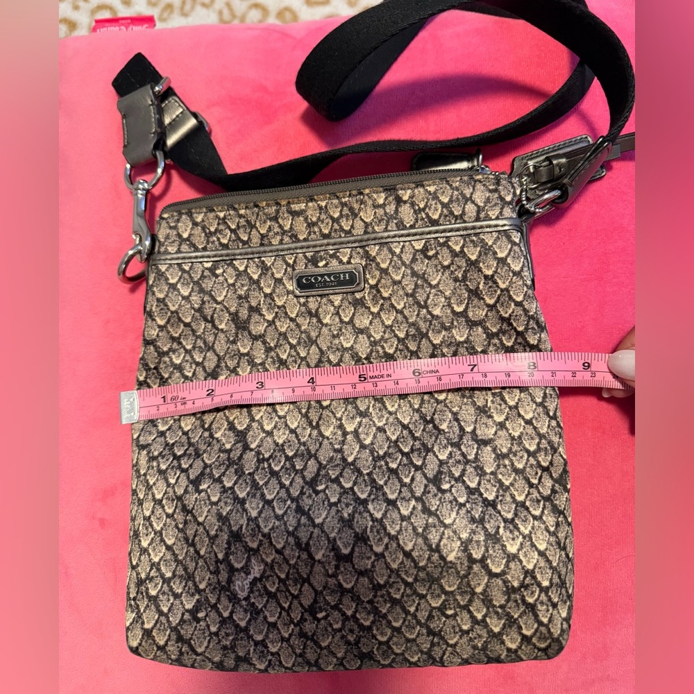 Coach Snake Animal Print Crossbody Nylon Bag with Grey Strap - Picture 5 of 12